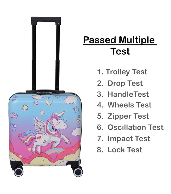 Kids unicorn-themed 3D trolley suitcase with pink and blue sky design www.usmile.toys